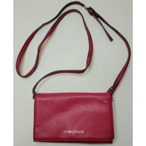 Tignanello Red Leather Cross Body Clutch Convertible Purse Adj. Remove Strap 8x5